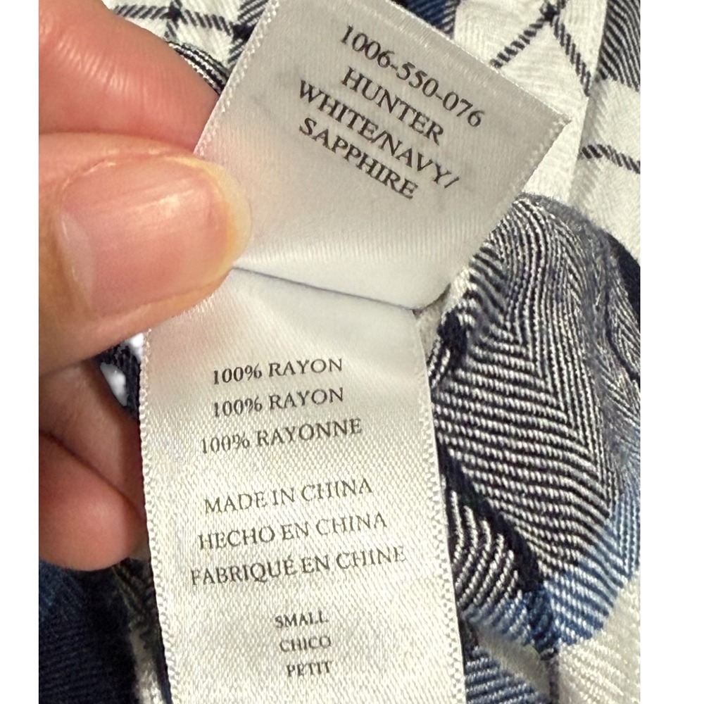 Rails Hunter Plaid Button Down Shirt Women's S White Navy Sapphire 100% Rayon - Picture 7 of 7